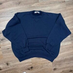 vintage 90s boxy blank spalding athletic navy blue crewneck sweatshirt